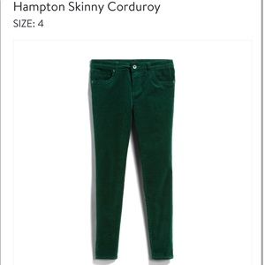 Hunter Green Skinny Corduroy Pants Size 4